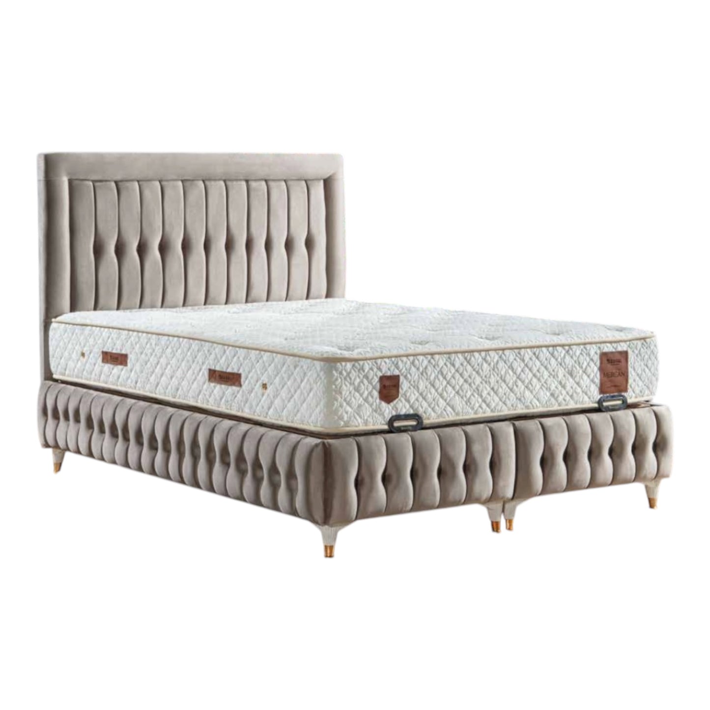 Mercan Boxspringbett mit Stauraum und Matratze